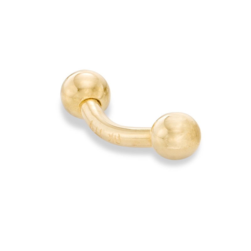 10K Solid Gold Curved Barbell - 16G 1/4"