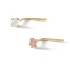 Thumbnail Image 0 of 14K Semi-Solid Gold CZ Pink and White L-Shaped Nose Stud Set - 22G