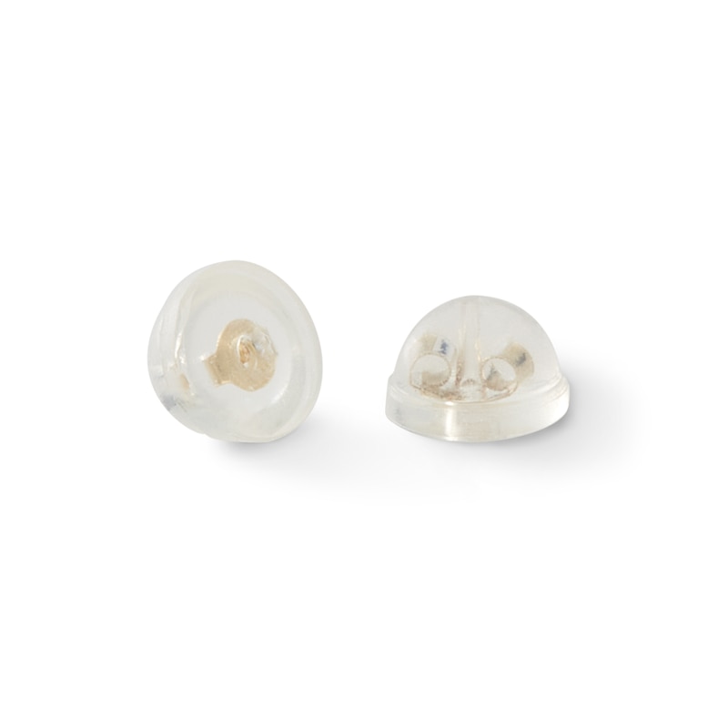 Cubic Zirconia Offset Double Heart Stud Earrings in 10K Gold