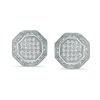 Thumbnail Image 0 of Cubic Zirconia Frame Octagon Stud Earrings in Solid Sterling Silver
