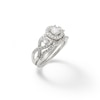 Thumbnail Image 1 of Cubic Zirconia Three Stone Frame Twist Shank Bridal Set in Sterling Silver