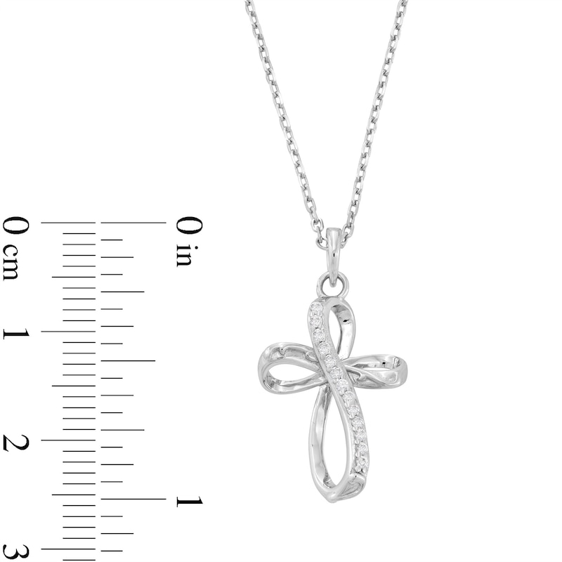 Cubic Zirconia Looping Cross Pendant in Sterling Silver