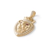 Thumbnail Image 1 of Marquise Red and White Cubic Zirconia Pavé Lion Head with Crown Necklace Charm in 10K Gold