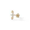Thumbnail Image 0 of 14K Solid Gold CZ Flower Double Bead Trio Crawler Stud - 18G 5/16"