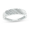 Thumbnail Image 0 of 1/20 CT. T.W. Diamond Triple Row Slant Wedding Band in Sterling Silver