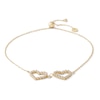 Thumbnail Image 0 of Made in Italy Cubic Zirconia Double Heart Outline Bolo Bracelet in 10K Solid Gold - 9"
