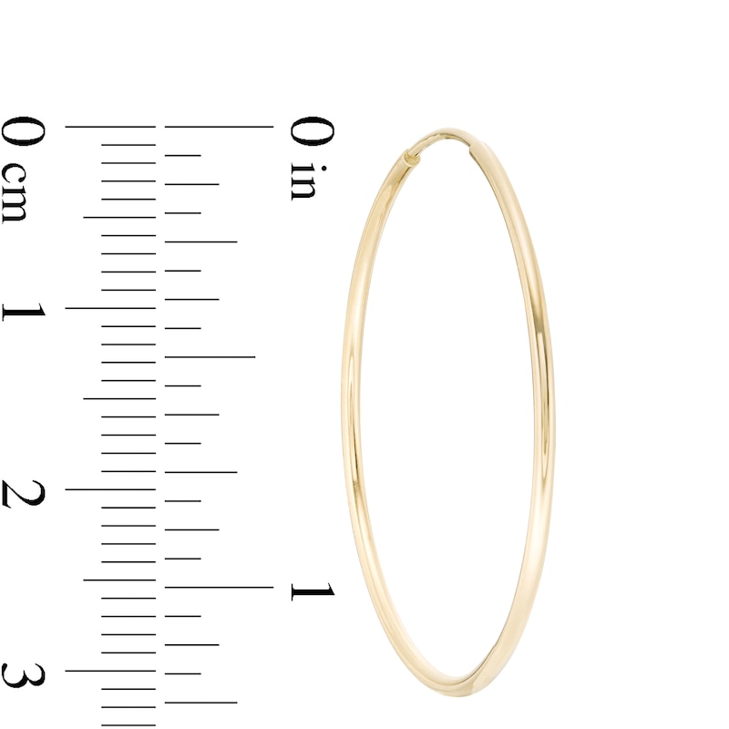 14K Tube Hollow Gold Continuous Hoop Earrings