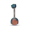 Thumbnail Image 0 of 014 Gauge 8mm Lab-Created Black Opal Belly Button Ring in Titanium - 7/16"