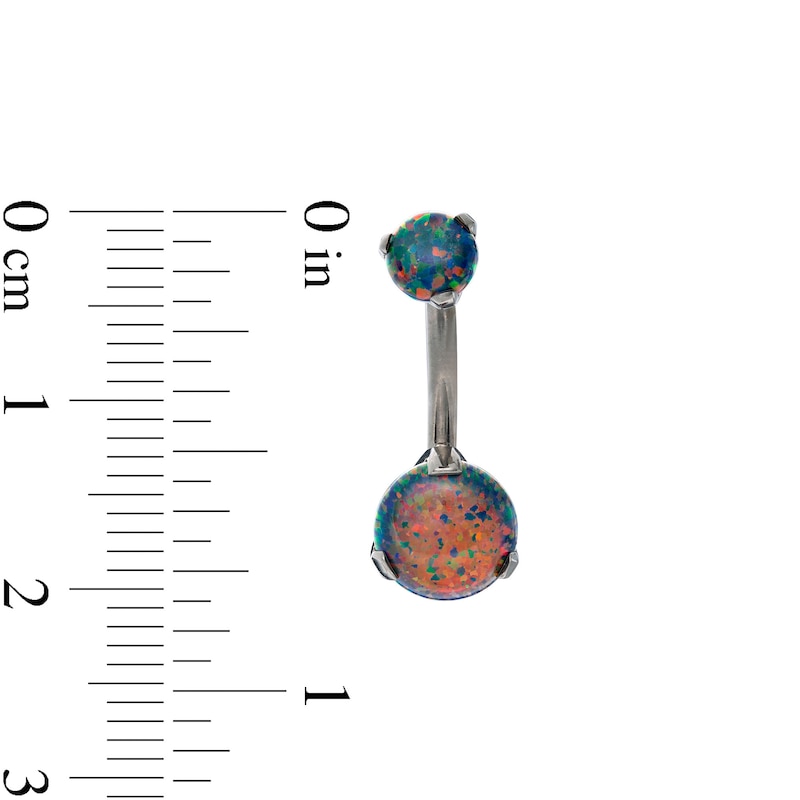 014 Gauge 8mm Lab-Created Black Opal Belly Button Ring in Titanium - 7/16"