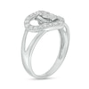 Thumbnail Image 1 of Cubic Zirconia Heart Frame Virgin Mary Split Shank Ring in Sterling Silver