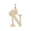 Thumbnail Image 0 of Cubic Zirconia "N" Initial with Crown Necklace Charm in 10K Solid Gold