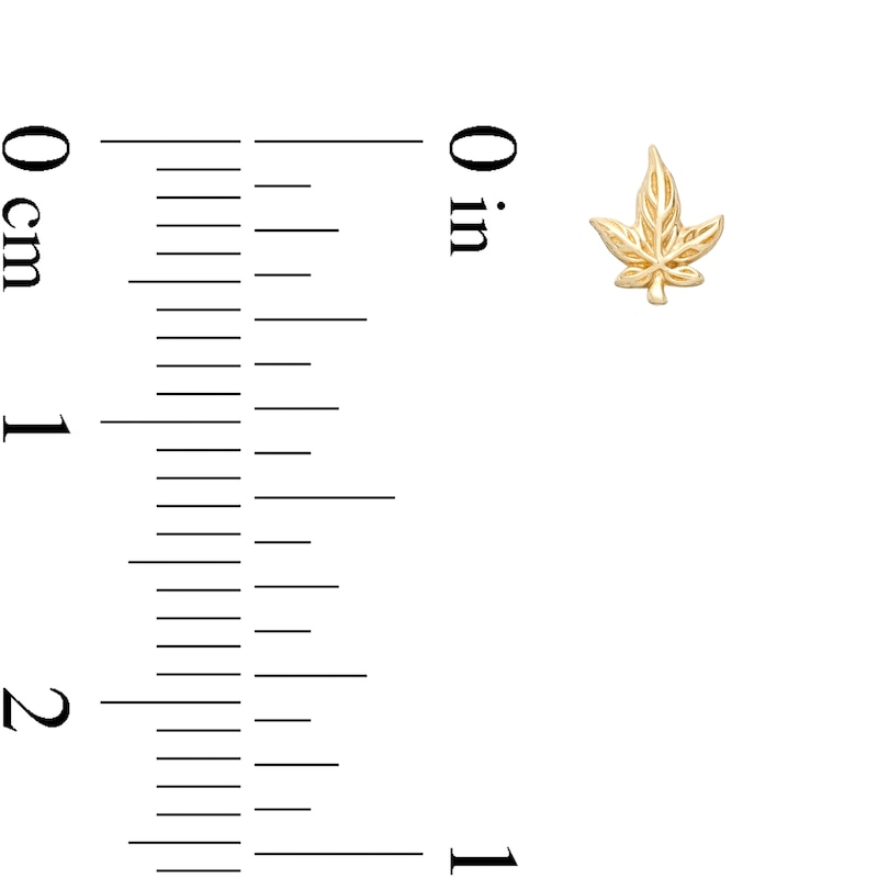 022 Gauge Diamond-Cut Cannabis Leaf Nose Stud in 14K Gold