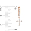 Thumbnail Image 1 of Cubic Zirconia Cross Dangle Huggie Hoop Earrings in 14K Rose Gold
