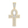 Thumbnail Image 0 of Cubic Zirconia Vintage-Style Double Ankh Cross Necklace Charm in 10K Solid Two-Tone Gold
