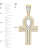 Thumbnail Image 1 of Cubic Zirconia Vintage-Style Double Ankh Cross Necklace Charm in 10K Solid Two-Tone Gold