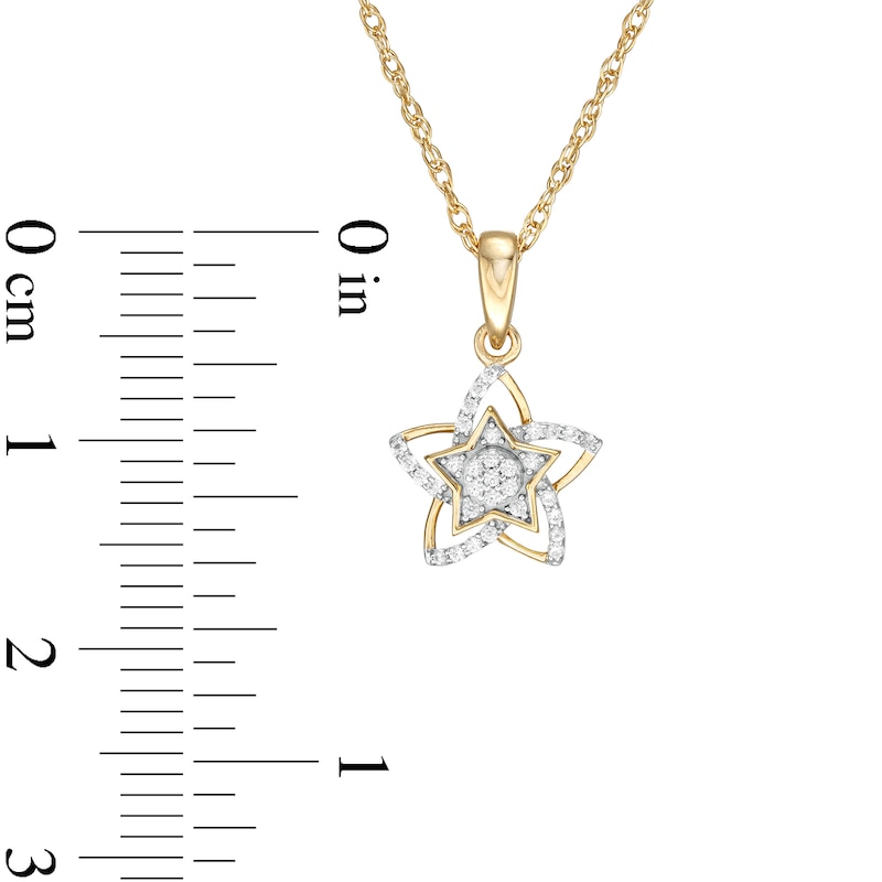 1/10 CT. T.W. Diamond Floral-Style Star Pendant in 10K Gold