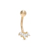 Thumbnail Image 0 of 14K Solid Gold CZ Marquise Five Stone Belly Button Ring - 14G 3/8"