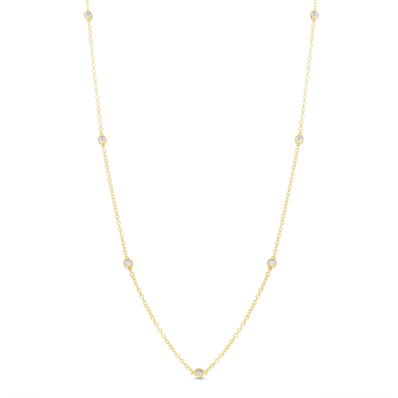 Diamond Accent Station Necklace in Sterling Silver with 14K Gold Plate - 36"