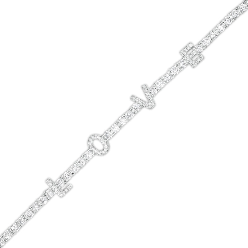 Cubic Zirconia Love Tennis Bracelet in Solid Sterling Silver - 7.25"