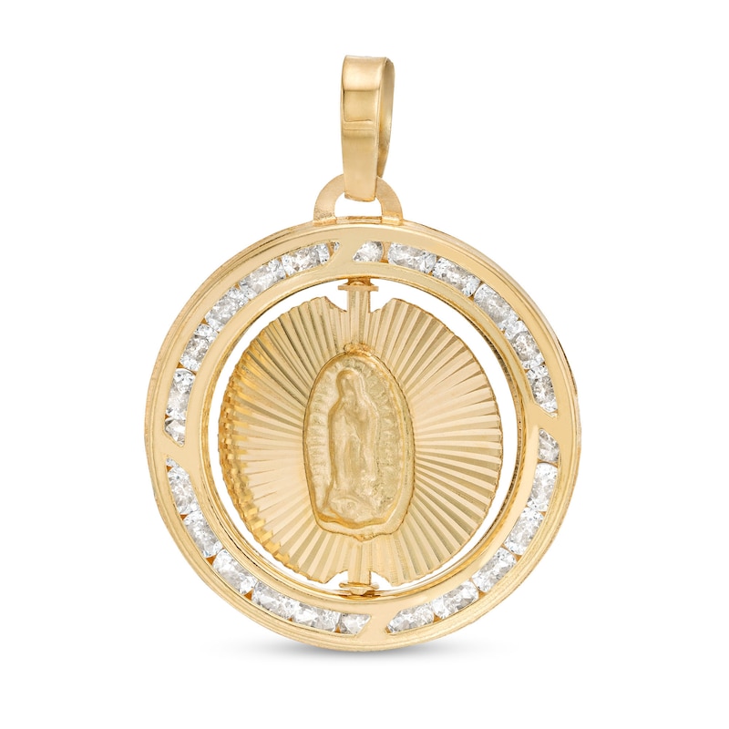 Double Sided Mary Jesus Necklace Charm in 10K Semi-Solid Gold