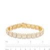 Thumbnail Image 1 of Baguette and Round Cubic Zirconia Cluster Octagonal Frame Bracelet in Solid Sterling Sliver with 14K Gold Plate - 8.3"
