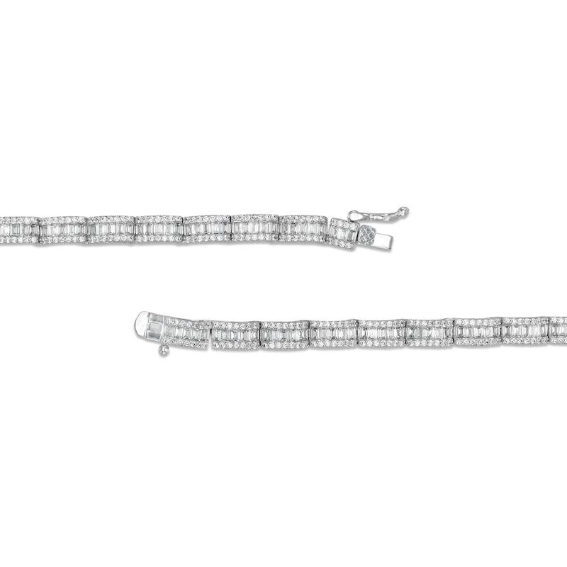 Cubic Zirconia Baguette Necklace in Solid Sterling Silver - 20"