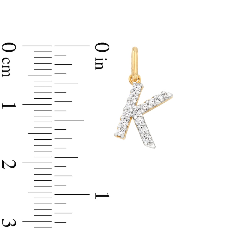 Cubic Zirconia Small Pavé K Initial Necklace Charm in 10K Gold