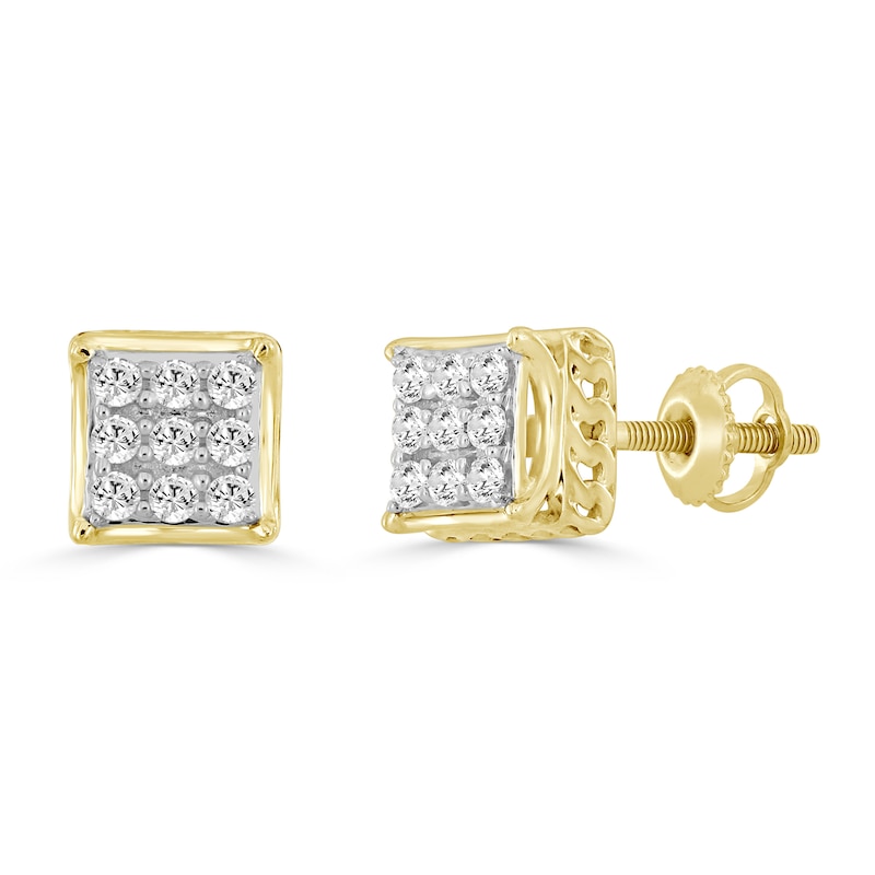 1/6 CT. T.W. Diamond Square Face Stud Earrings in 10K Gold