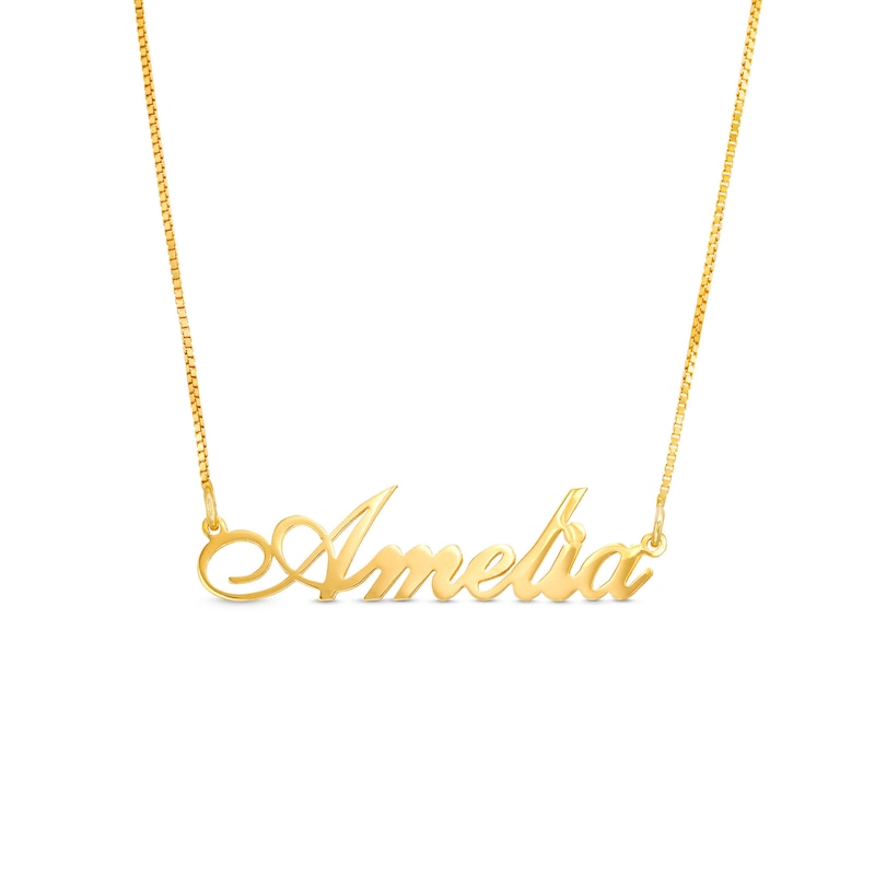 Personalized Flourish Script Name Chain Necklace in Sterling Silver with 14K Gold Plate - 18"