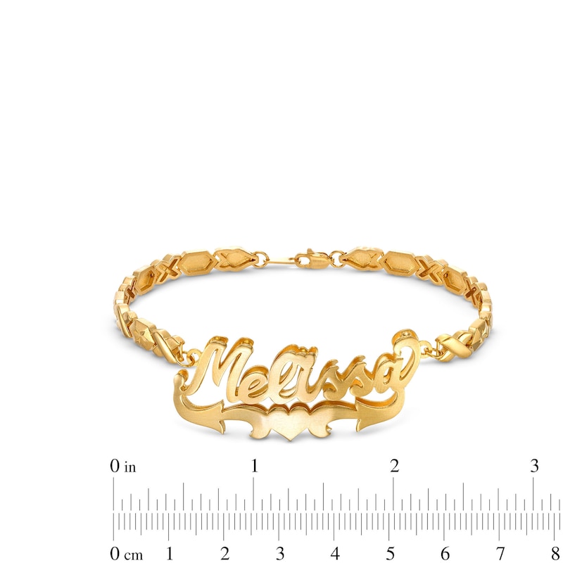 Personalized Script Name XO Stampato Bracelet in Sterling Silver with 14K Gold Plate