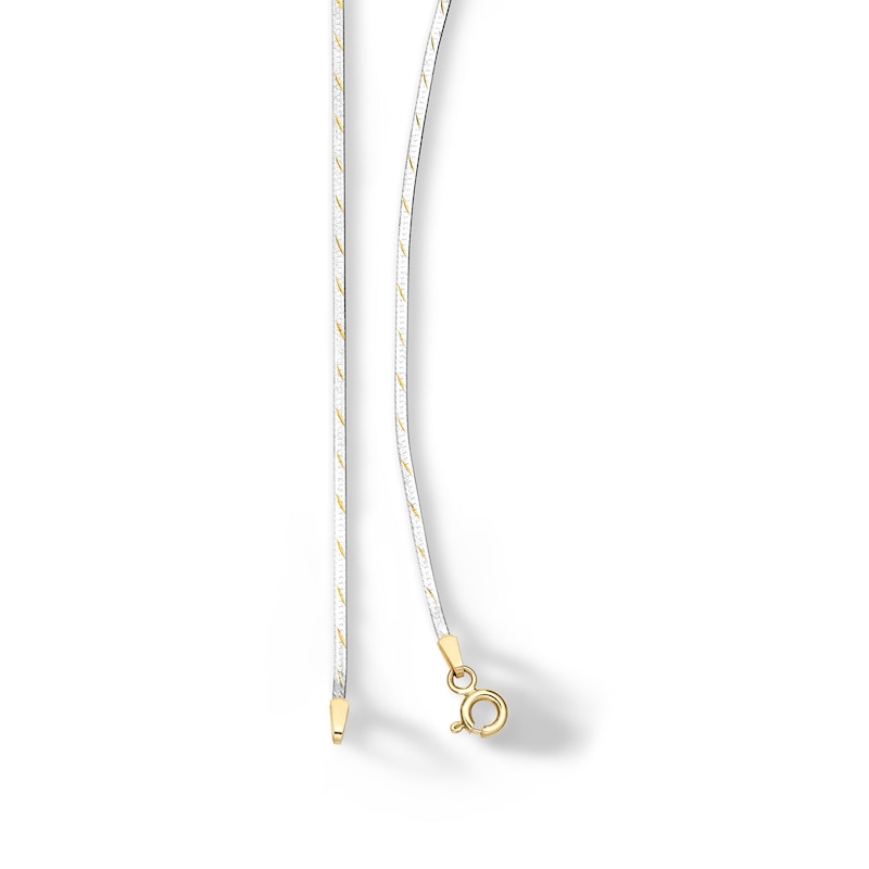 10K Solid Gold Two-Toned Herringbone Chain Made in Italy - 18"