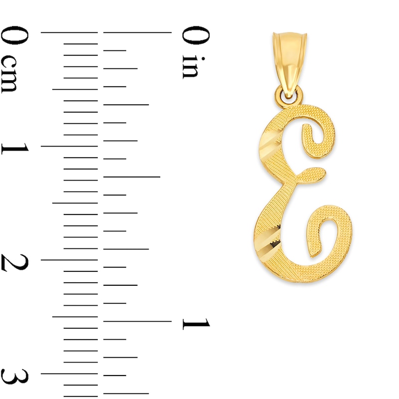10K Solid Gold Diamond Cut Script Letter E Charm