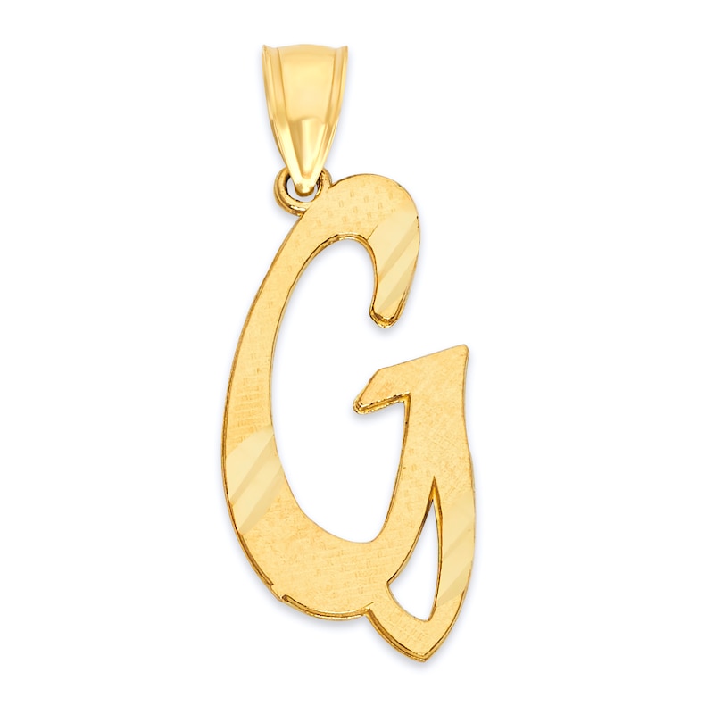 10K Solid Gold Diamond Cut Script Letter G Charm