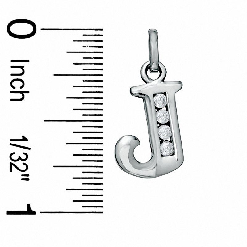 Cubic Zirconia Initial "J" Charm in Sterling Silver