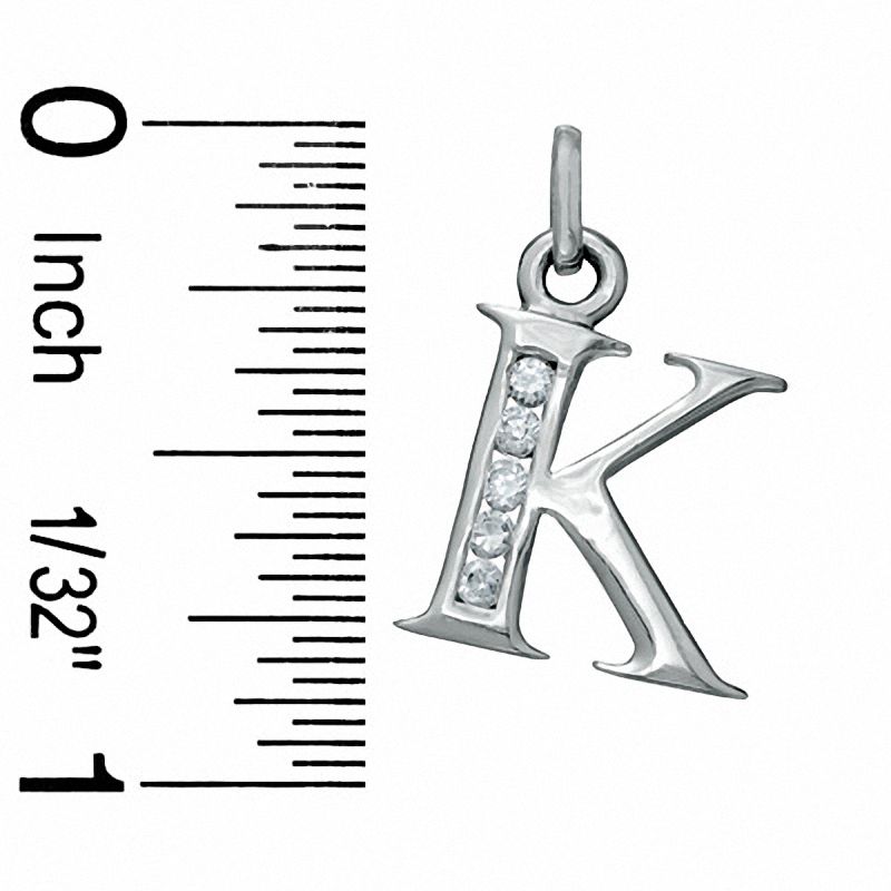 Cubic Zirconia Small Initial "K" Charm in Sterling Silver