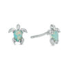 Thumbnail Image 0 of Child's Pear-Shaped Simulated Green Opal Turtle Stud Earrings in Sterling Silver
