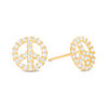 Thumbnail Image 1 of Cubic Zirconia Peace Sign Stud Earrings in 10K Gold