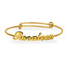 Thumbnail Image 0 of Script Name Adjustable Bangle in Brass with 14K Gold Plate (1 Line)