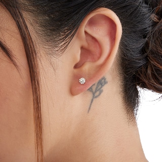 4.5mm Crystal Ball Stud Piercing Earrings in 14K Solid Gold | Banter