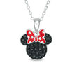 Thumbnail Image 0 of Child's Black Crystal ©Disney Minnie Mouse with Red and White Enamel Polka Dot Bow Pendant in Solid Sterling Silver - 15"