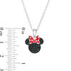 Thumbnail Image 1 of Child's Black Crystal ©Disney Minnie Mouse with Red and White Enamel Polka Dot Bow Pendant in Solid Sterling Silver - 15"