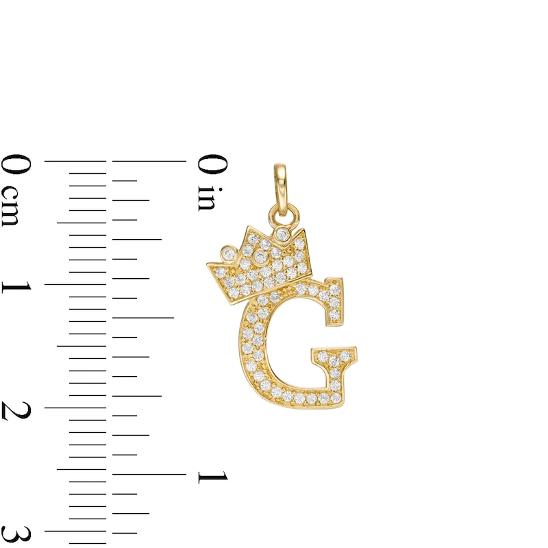 Cubic Zirconia "G" Initial with Crown Necklace Charm in 10K Solid Gold