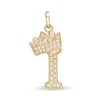 Thumbnail Image 0 of Cubic Zirconia "I" Initial with Crown Necklace Charm in 10K Solid Gold