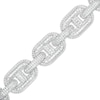 Thumbnail Image 0 of 14mm Cubic Zirconia Oval Link Chain Bracelet in Sterling Silver - 8.5"