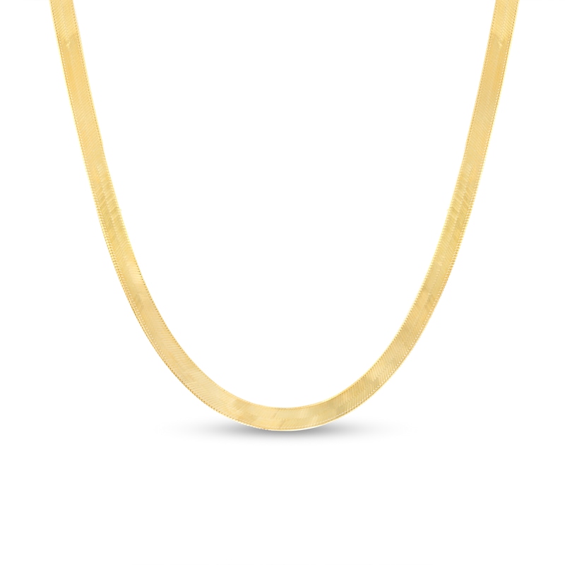 Made in Italy 4mm Herringbone Chain Necklace in 10K Solid Gold - 16" + 1"