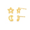 Thumbnail Image 0 of Polished Moon and Star Stud Earrings Set in 10K Solid Gold