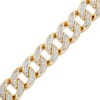 Thumbnail Image 0 of 1/4 CT. T.W. Diamond Curb Link Chain Bracelet in Solid Sterling Silver with 14K Gold Plate - 7.5"