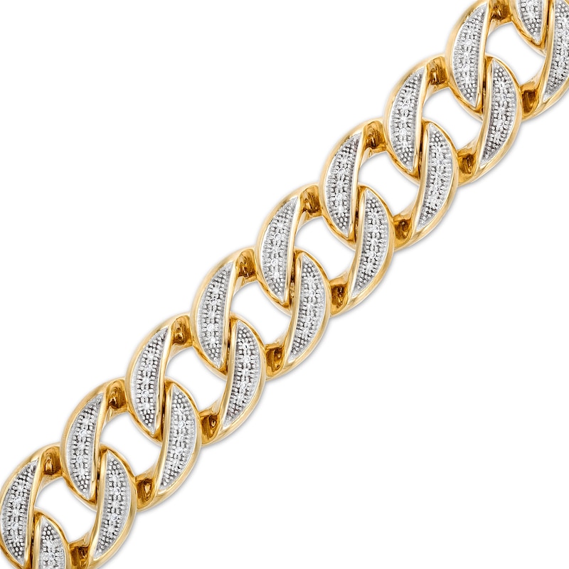 1/4 CT. T.W. Diamond Curb Link Chain Bracelet in Solid Sterling Silver with 14K Gold Plate - 7.5"