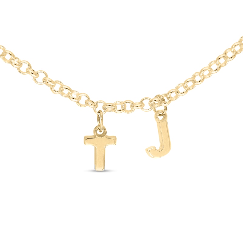 Two Initial Charm Personalized Bracelet in Sterling Silver with 14K Gold Plate