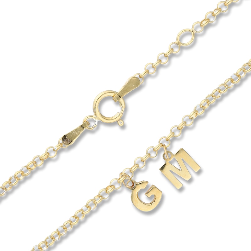 Two Initial Charm Personalized Bracelet in Sterling Silver with 14K Gold Plate